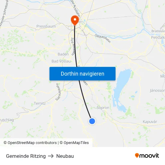 Gemeinde Ritzing to Neubau map