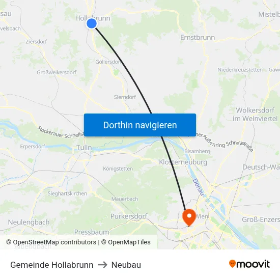 Gemeinde Hollabrunn to Neubau map