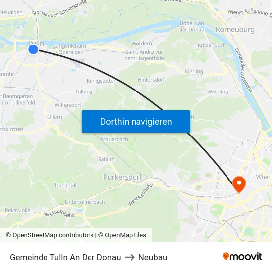 Gemeinde Tulln An Der Donau to Neubau map