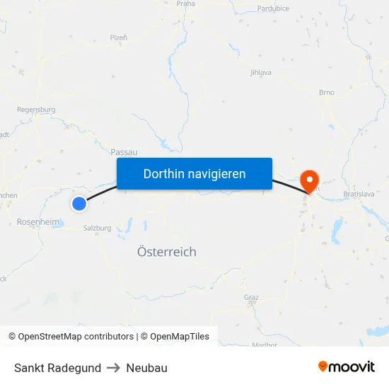 Sankt Radegund to Neubau map