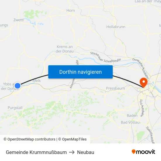 Gemeinde Krummnußbaum to Neubau map