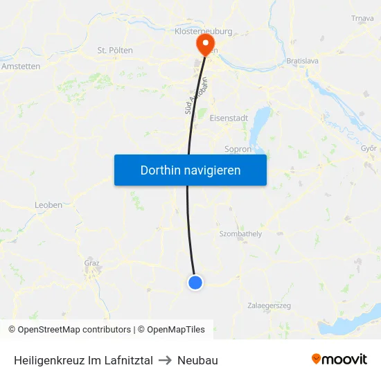 Heiligenkreuz Im Lafnitztal to Neubau map