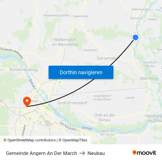 Gemeinde Angern An Der March to Neubau map