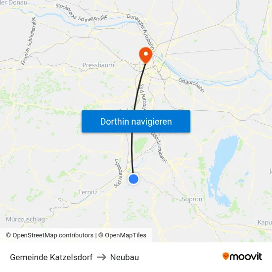 Gemeinde Katzelsdorf to Neubau map