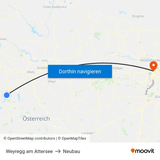 Weyregg am Attersee to Neubau map