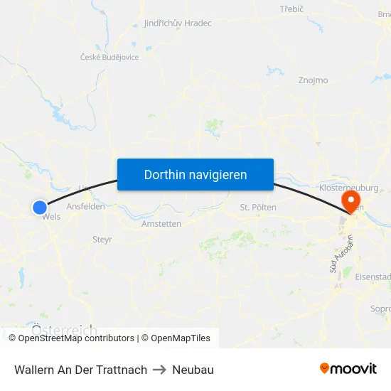Wallern An Der Trattnach to Neubau map