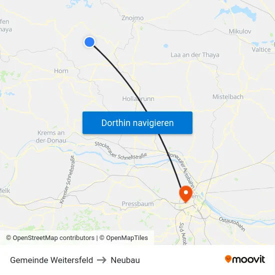 Gemeinde Weitersfeld to Neubau map