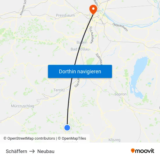 Schäffern to Neubau map