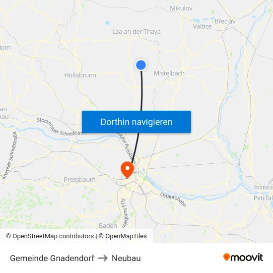 Gemeinde Gnadendorf to Neubau map