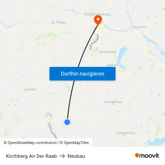 Kirchberg An Der Raab to Neubau map