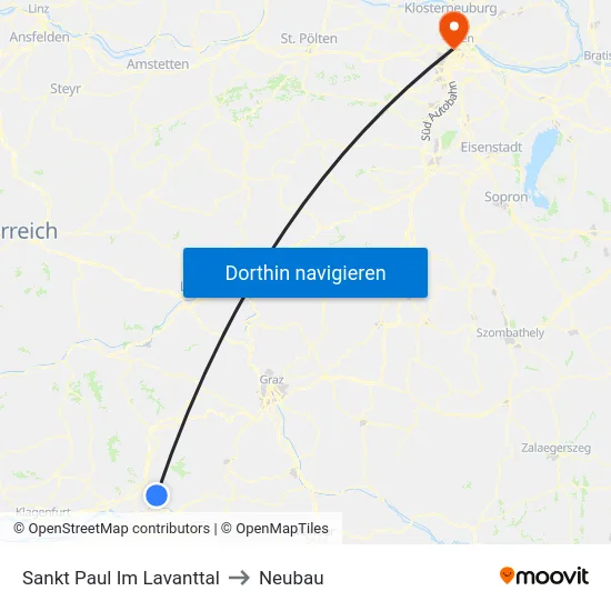 Sankt Paul Im Lavanttal to Neubau map