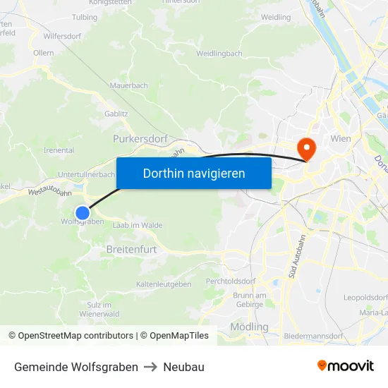 Gemeinde Wolfsgraben to Neubau map