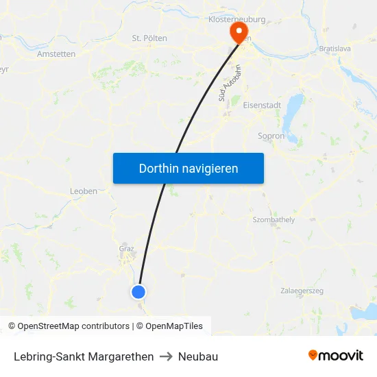 Lebring-Sankt Margarethen to Neubau map