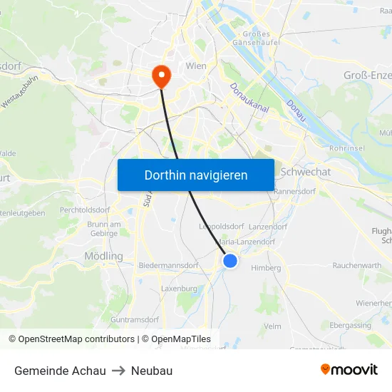 Gemeinde Achau to Neubau map