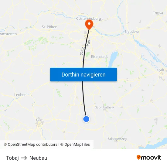 Tobaj to Neubau map