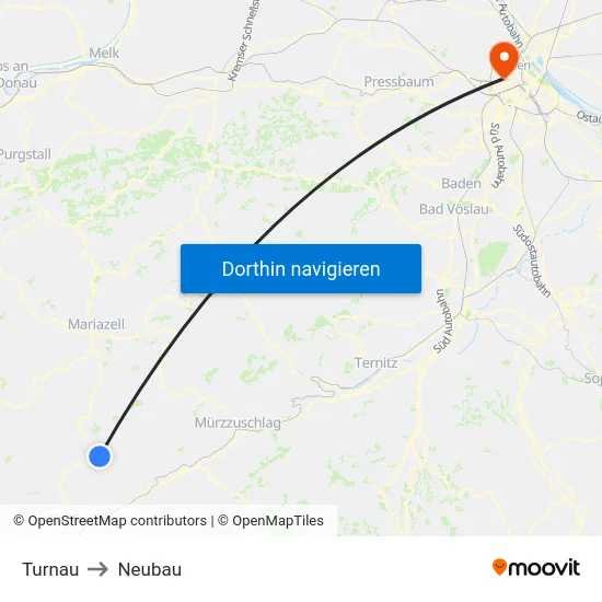 Turnau to Neubau map