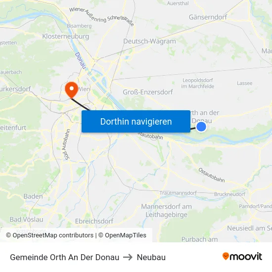 Gemeinde Orth An Der Donau to Neubau map