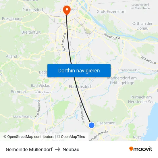 Gemeinde Müllendorf to Neubau map