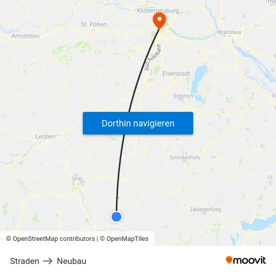 Straden to Neubau map