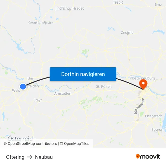 Oftering to Neubau map