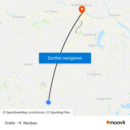 Gralla to Neubau map