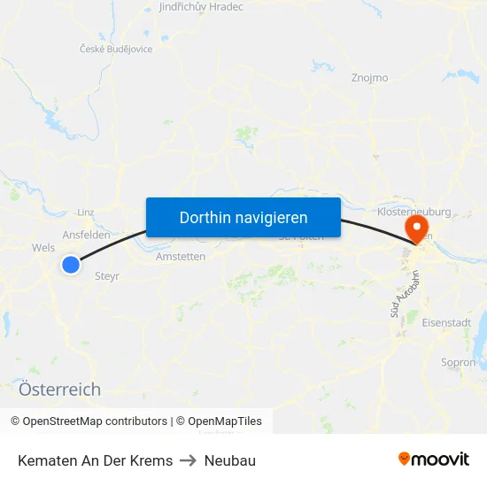 Kematen An Der Krems to Neubau map