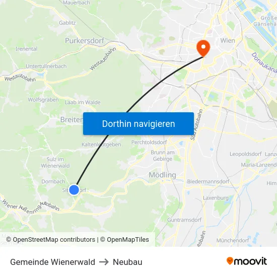 Gemeinde Wienerwald to Neubau map