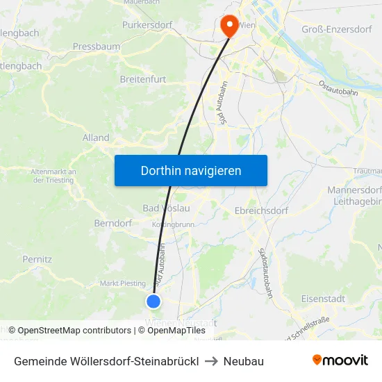Gemeinde Wöllersdorf-Steinabrückl to Neubau map