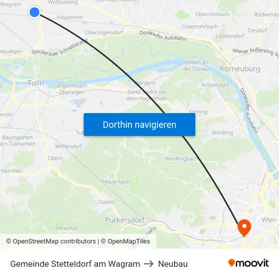 Gemeinde Stetteldorf am Wagram to Neubau map