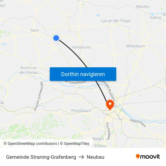 Gemeinde Straning-Grafenberg to Neubau map