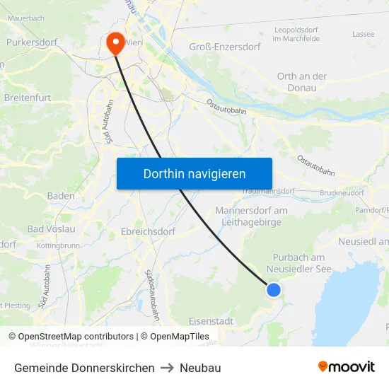 Gemeinde Donnerskirchen to Neubau map