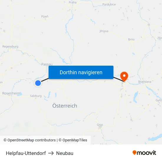 Helpfau-Uttendorf to Neubau map