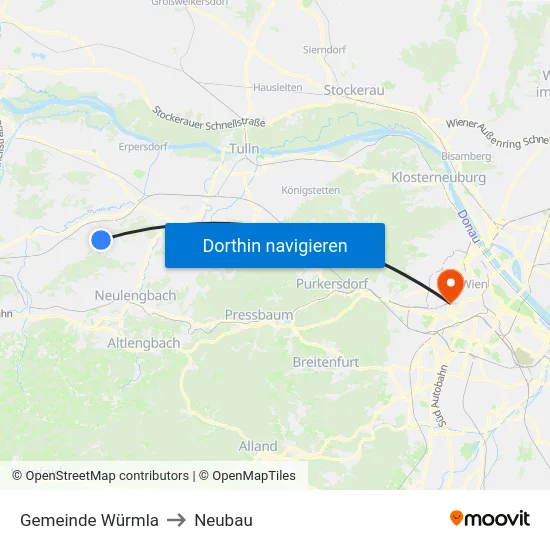 Gemeinde Würmla to Neubau map
