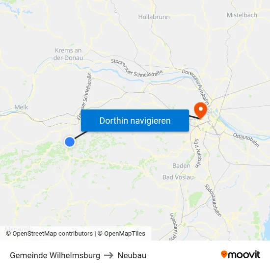 Gemeinde Wilhelmsburg to Neubau map