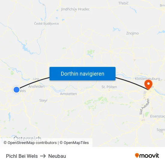 Pichl Bei Wels to Neubau map