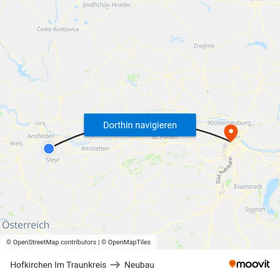 Hofkirchen Im Traunkreis to Neubau map