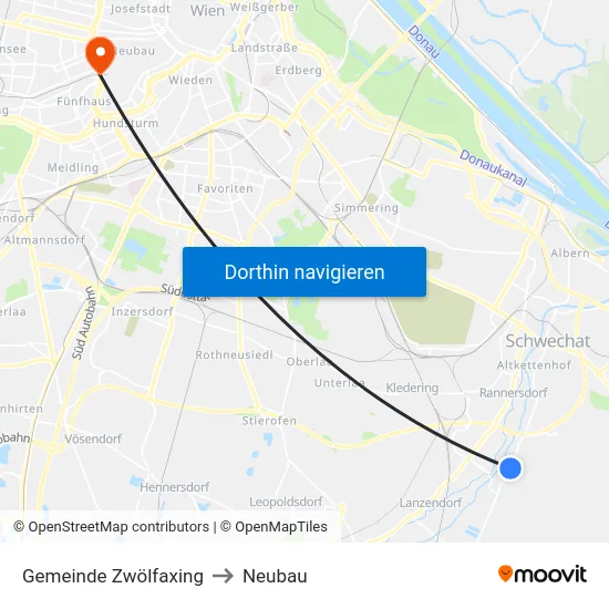 Gemeinde Zwölfaxing to Neubau map