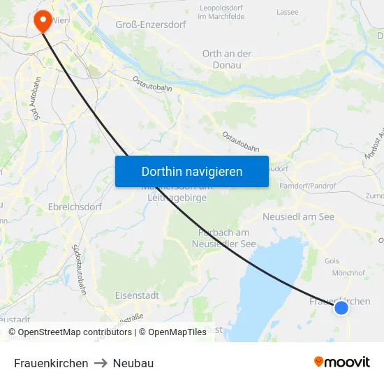 Frauenkirchen to Neubau map
