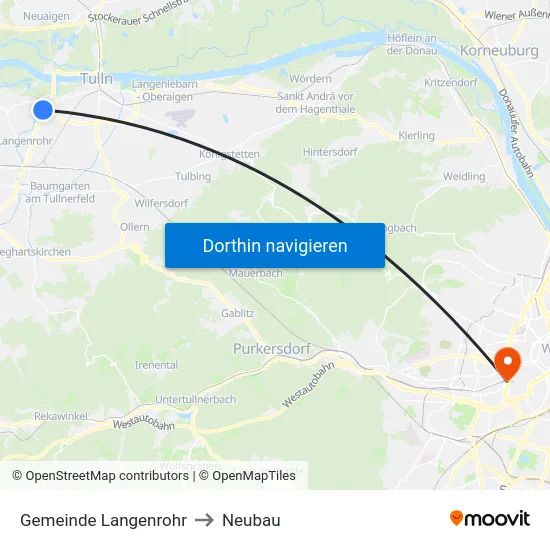 Gemeinde Langenrohr to Neubau map