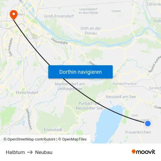 Halbturn to Neubau map