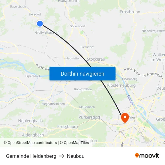 Gemeinde Heldenberg to Neubau map