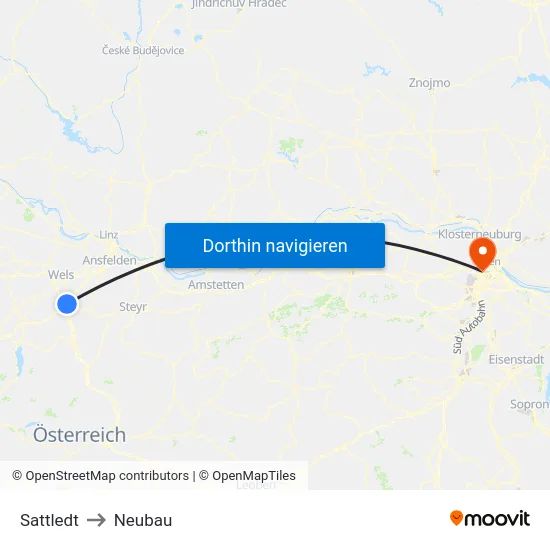 Sattledt to Neubau map