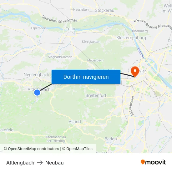 Altlengbach to Neubau map