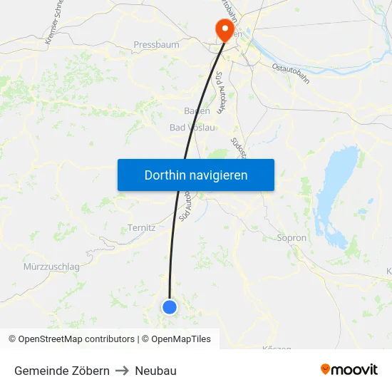 Gemeinde Zöbern to Neubau map
