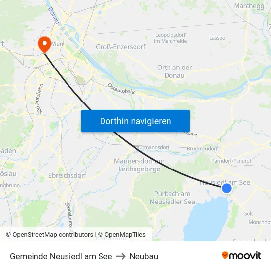 Gemeinde Neusiedl am See to Neubau map