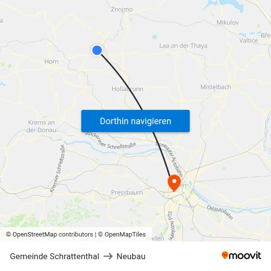Gemeinde Schrattenthal to Neubau map