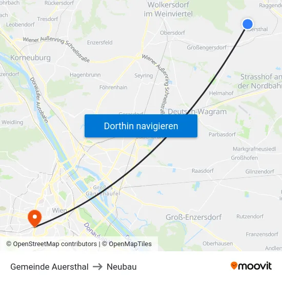 Gemeinde Auersthal to Neubau map