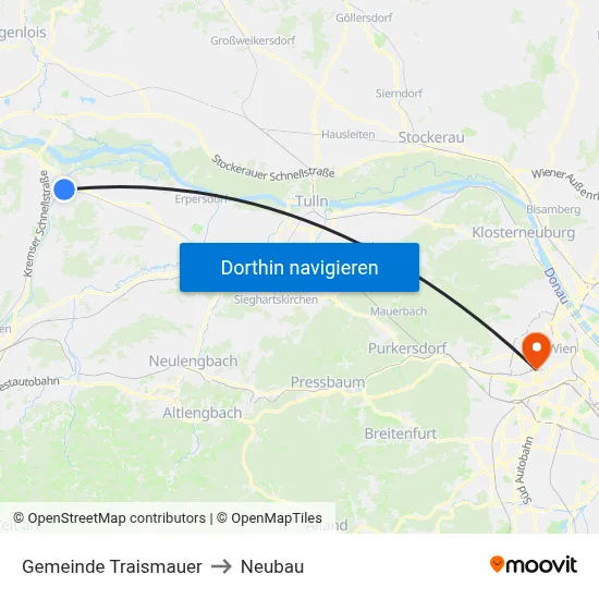 Gemeinde Traismauer to Neubau map