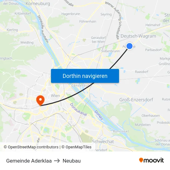 Gemeinde Aderklaa to Neubau map