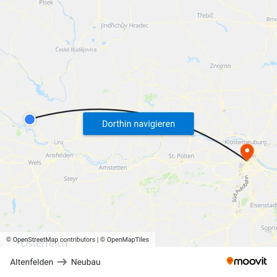 Altenfelden to Neubau map